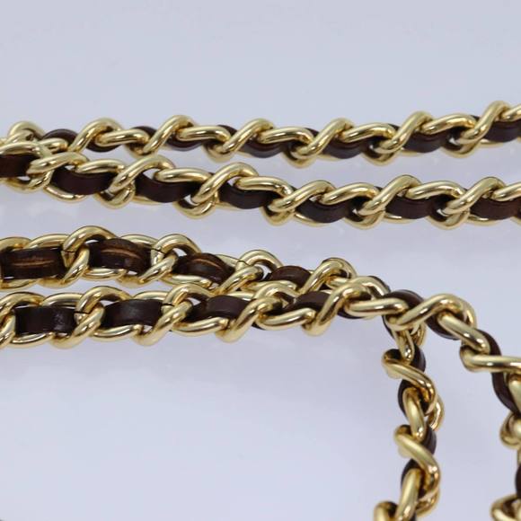 PRADA Chain Shoulder Bag Nylon Brown Gold Auth 85466 - Picture 8 of 16